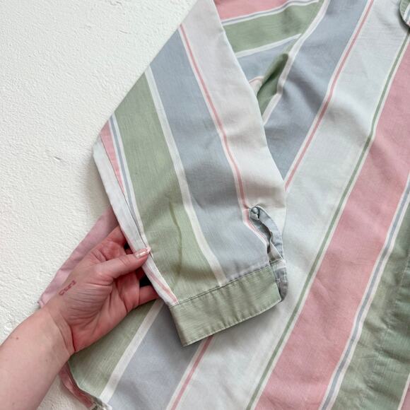 Vintage 80s Miss Fashionality Pastel Stripe Button Up Shirt, Size 42 - Picture 6 of 10